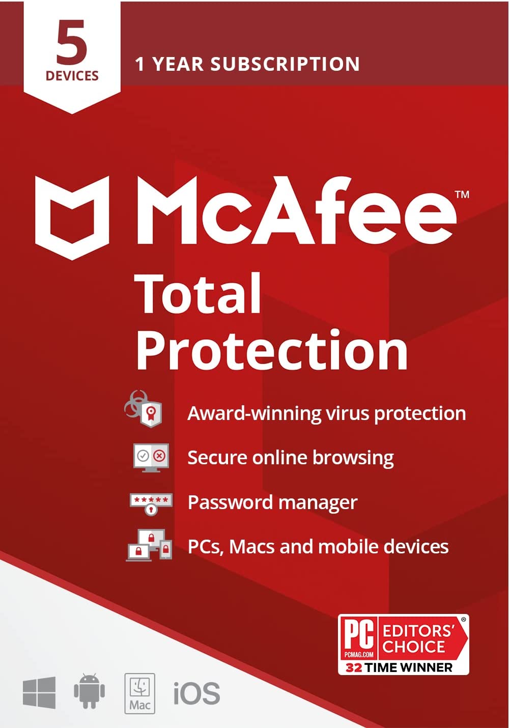 Licencia de antivirus McAfee Total Protection 10 dispositivos